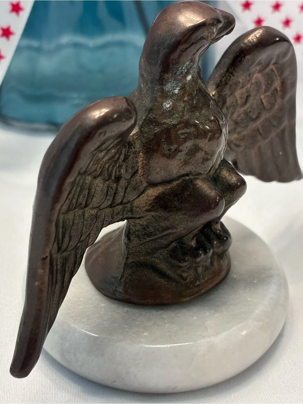 Vintage bronze eagle statue/paper weight on marble base